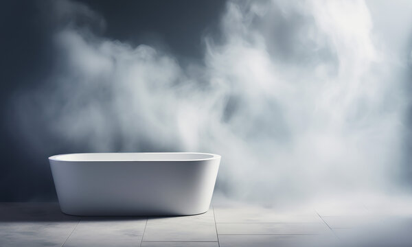  Steam from hot water in a modern bathroom,Generated by AI