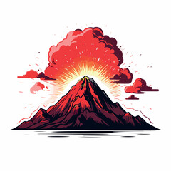 Volcano flat vector illustration. Volcano cartoon hand drawing isolated vector illustration.