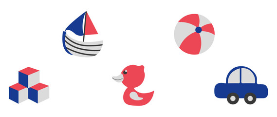 Cartoon children's objects by hand.