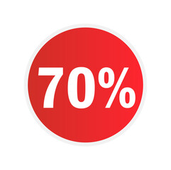 Discount 70 percent off red sticker icon isolated on white background	