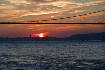 Istanbul sunset. Panorama Istanbul and bosporus - 697043529