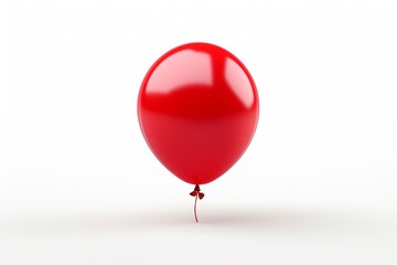 Boldness in isolation Red balloon isolated against a pristine white surface, a captivating minimalist composition.