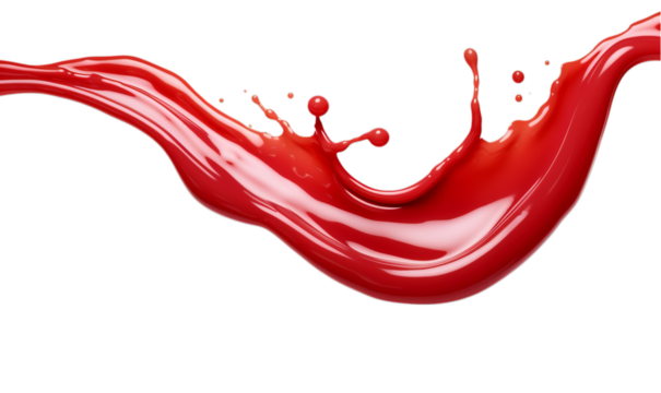 Red ketchup splash isolated transparent background