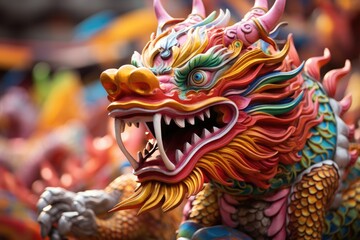 Fototapeta na wymiar Chinese dragon. A symbol of luck and prosperity during Chinese New Year celebrations.