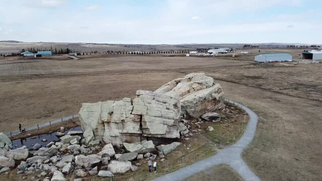 The massive Big Rock (glacial erratic) near Okotoks, Alberta, Canada