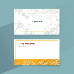  restaurant business card template flat elegant hand drawn food elements