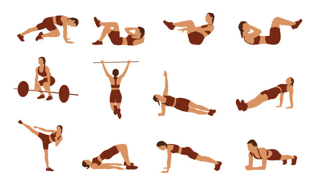 Illustration Woman Pack Exercise Fitness Workout