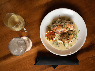 Nice evening dinner with wine