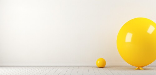 Contrast in focus Striking yellow balloon against a blank white canvas, offering a wide area for customization or branding.