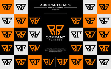 Set of simple trapezoid shape letter R RR logo design - obrazy, fototapety, plakaty