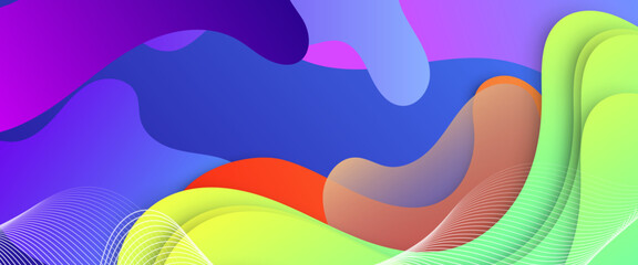 Colorful colourful minimalist simple banner with liquid shapes. Colorful modern graphic design liquid element for banner, flyer, card, or brochure cover