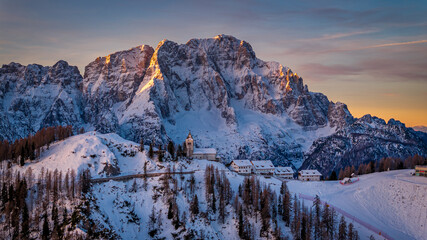 sunset in the mountains, Tarvisio, Monte Lussari, Italy