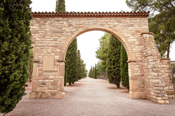 Portal of the Targaryens (Portal dels Targarins fora Vila) - park of Sant Eloi in Tarrega, Province of Lleida, Catalonia, Spain