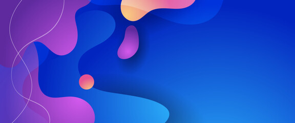 Colorful colourful vector simple minimalist banner with abstract liquid shapes. Colorful modern graphic design liquid element for banner, flyer, card, or brochure cover