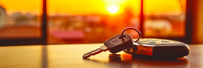 Close-up of car keys on table