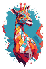  colorful giraffe graphic on white background