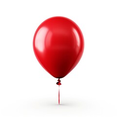 Minimalist appeal Vivid red balloon isolated on a clean white background in a square composition.