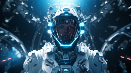 AI-powered humanoid robots assisting in space