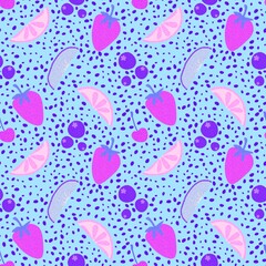 Summer fruit seamless berries pattern for wrapping paper and fabrics and linens and kids clothes print