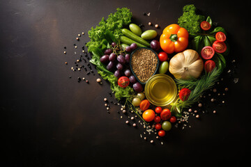 Obraz na płótnie Canvas Vibrant fruits forming a heart shape symbolizing health nutrition
