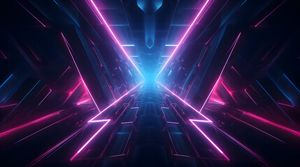 Fototapeta na wymiar Beautiful abstract futuristic dark background with neon blue and pink glow.