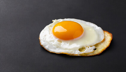 fried egg on a black background