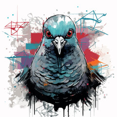 Pigeon in cartoon, doodle style. Isolated 2d vector illustration in logo, icon, sketch style, Eps 10. AI Generative
