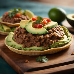 Tostadas with Refried Beans and Avocado