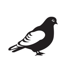 Pigeon in cartoon, doodle style. Isolated 2d vector illustration in logo, icon, sketch style, Eps 10, black and white. AI Generative
