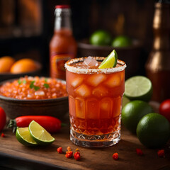 Spicy Michelada Beer Cocktail with Tajin Rim - A zesty fusion of bold flavors and refreshing beer