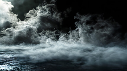 Obraz premium Empty dark background with smoke or fog on the floor.