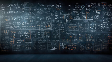 math equations on a transparent chalkboard - obrazy, fototapety, plakaty