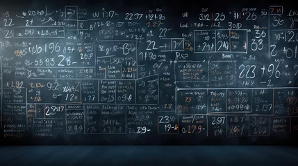 Fotobehang math equations on a transparent chalkboard © Eddy Drmwn