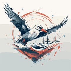 Albatross in cartoon, doodle style. Isolated 2d vector illustration in logo, icon, sketch style, Eps 10. AI Generative