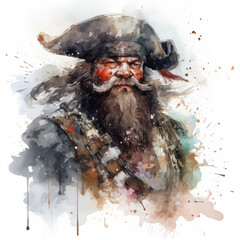 Swashbuckling Watercolor Painting Style Pirate