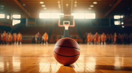 basketball ball in the middle of a court generative ai