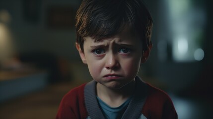 child expressing an emotion of annoyance and sadness generative ai - obrazy, fototapety, plakaty
