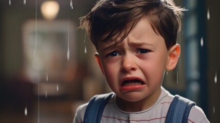 child expressing an emotion of annoyance and sadness generative ai - obrazy, fototapety, plakaty