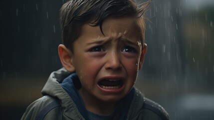 child expressing an emotion of annoyance and sadness generative ai