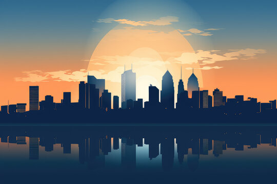 city skyline silhouette creating a dramatic background for urban architecture websites and skyline-themed prints