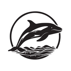 Whale in cartoon, doodle style. Isolated 2d vector illustration in logo, icon, sketch style, Eps 10, black and white. AI Generative