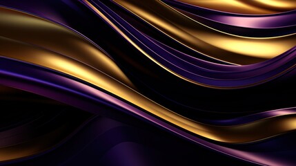 Wavy Golden and Purple Metallic shiny 3D. Dark lowkey