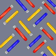 Illustration of background sampling tubes with yellow, red and blue color. The illustration is suitable to use medicines content media and laboratory poser.