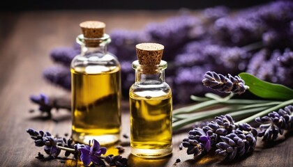Obraz na płótnie Canvas Aromatherapy and natural remedies - essential oil, lavender, calm and sleep aid