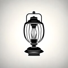 vintage antique lamp vector-style logo art with Sharp lines and solid color