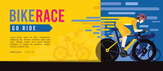 Great elegant vector editable bicycle race flat cartoon   poster background design for your championship community event