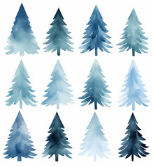 Obraz premium collection of trees pattern watercolor 