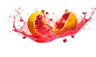 pomegranate splash on transparent background 