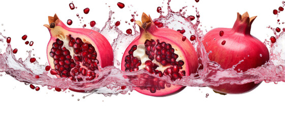 pomegranate splash on transparent background 