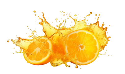 orange juice splash  , Isolated on transparent Background 